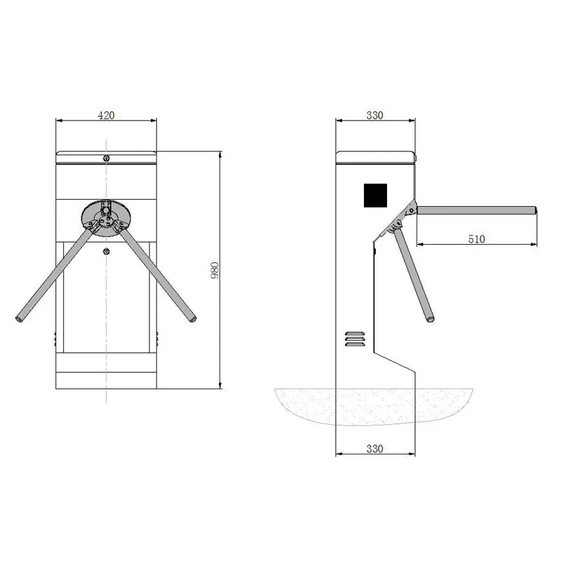 Vertical Barrier Gate Access Control Scanning QR Code Tripod Turnstile Gate with Face Recognition