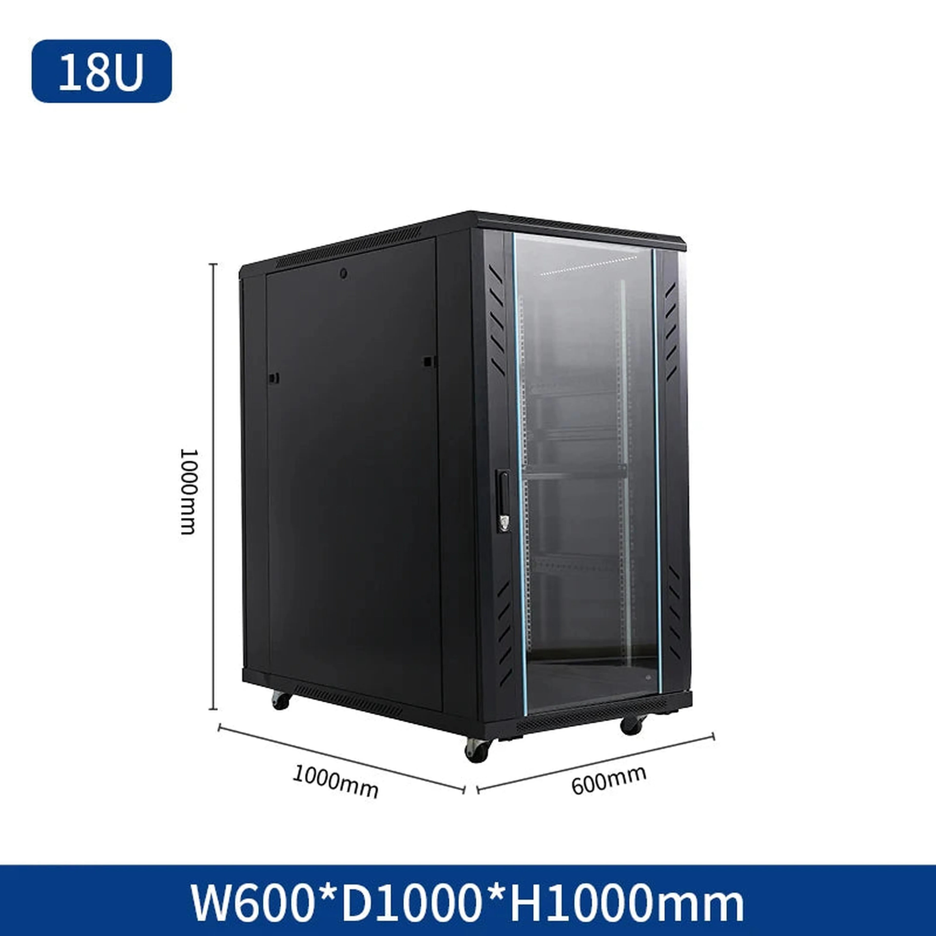 Mobile vertical floor stand 18u 22u 32u 36u network cabinet carriage 19 inch 42u server rack with cooling