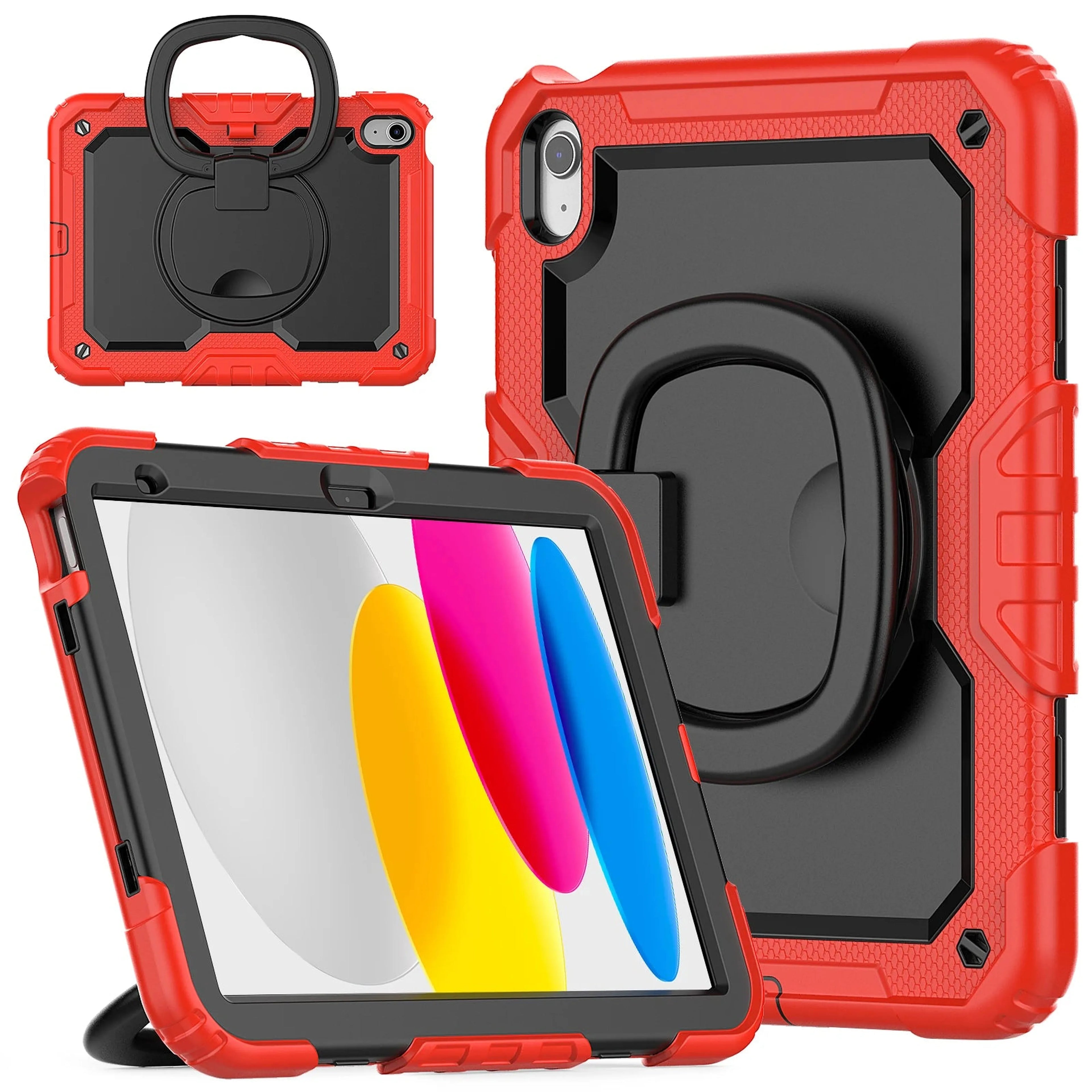 Handle Grip Case Universal For iPad A16 2025 11th 10.9 2022 10th Gen. With Shoulder Strap 360 Rotating Stand Hybrid Kids Cover