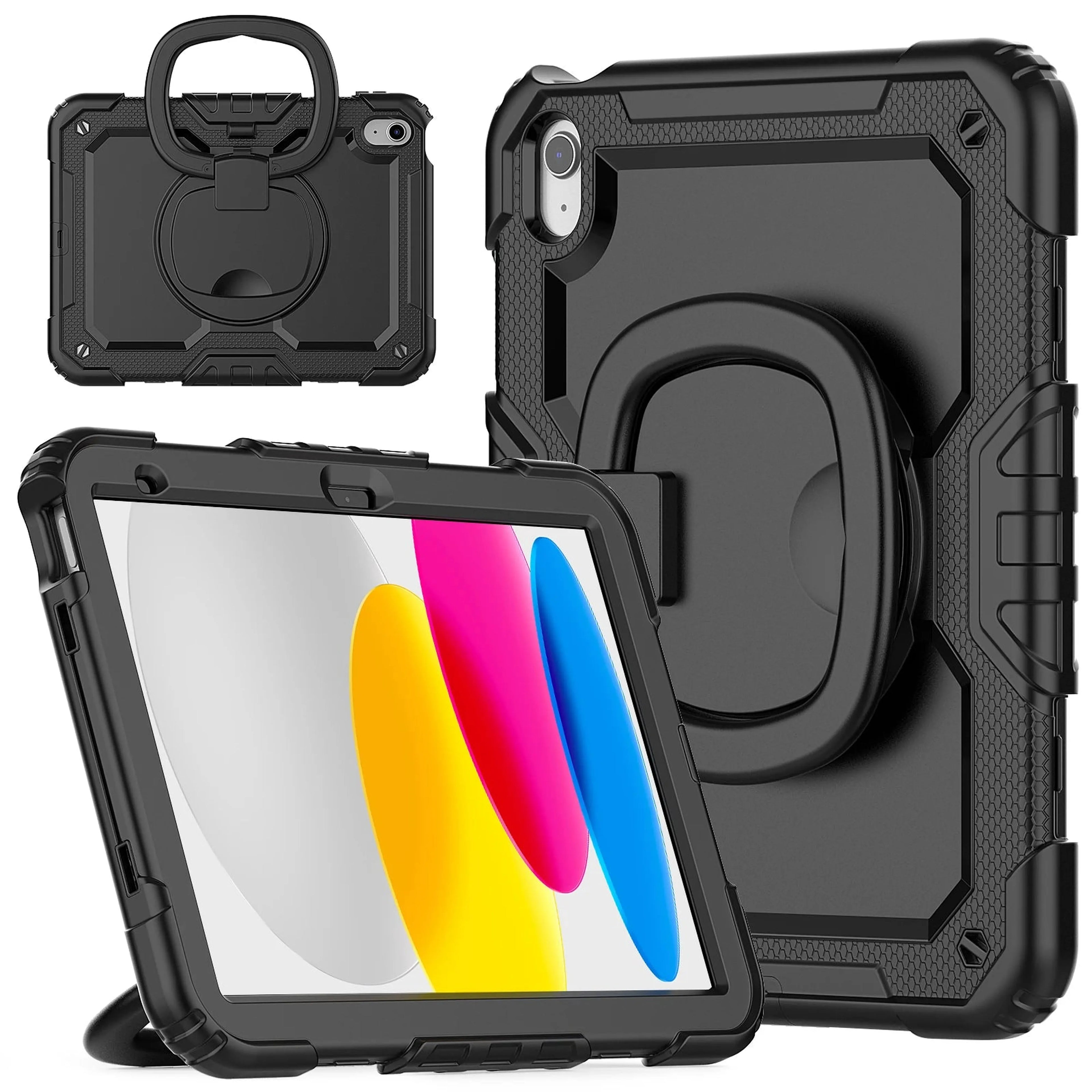 Handle Grip Case Universal For iPad A16 2025 11th 10.9 2022 10th Gen. With Shoulder Strap 360 Rotating Stand Hybrid Kids Cover