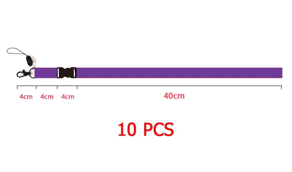 10 Pcs/lot Custom Logo Lanyard Black Metal Hook Colored Separable Smooth Material Neck Rope Keychain Personal Printing Landyard