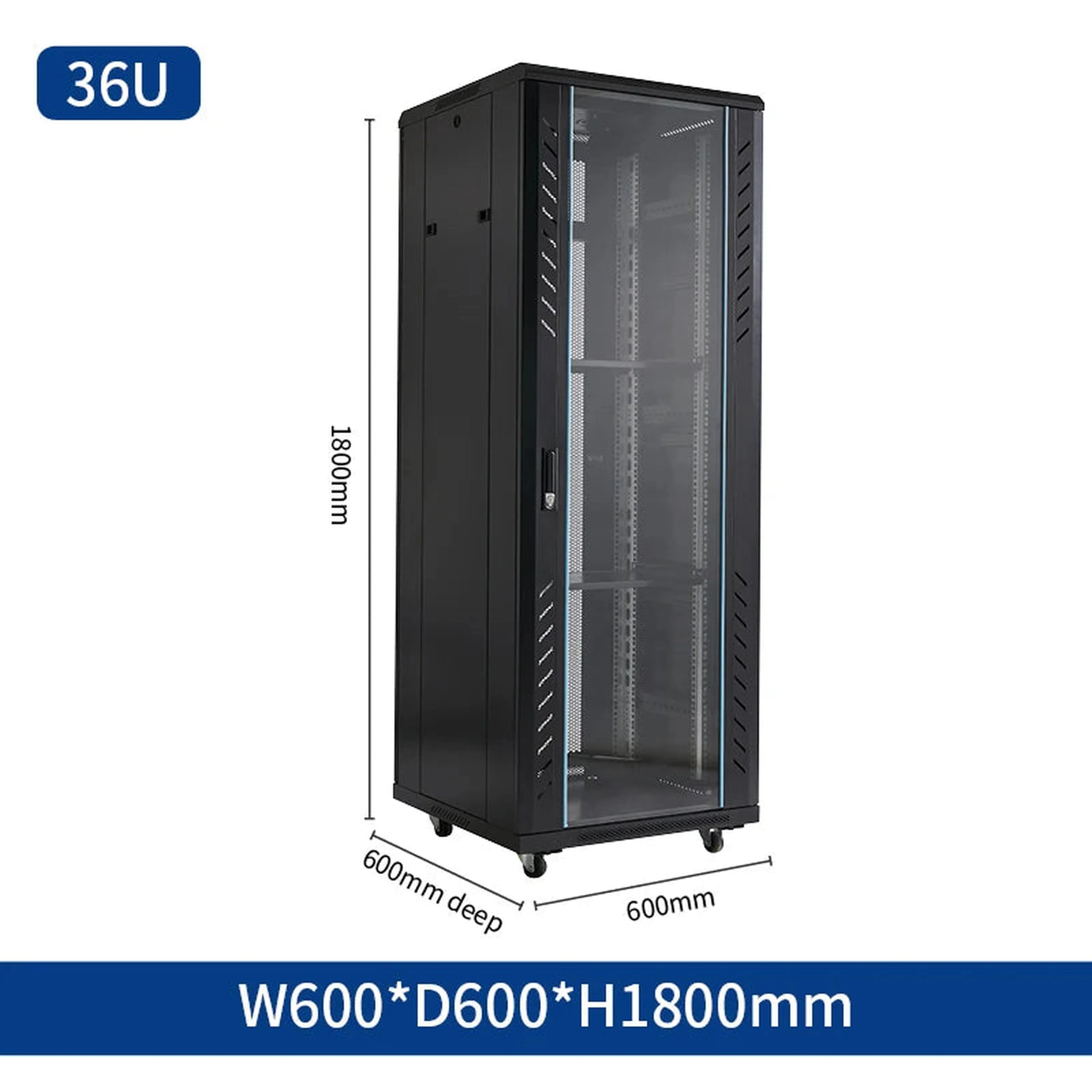Mobile vertical floor stand 18u 22u 32u 36u network cabinet carriage 19 inch 42u server rack with cooling
