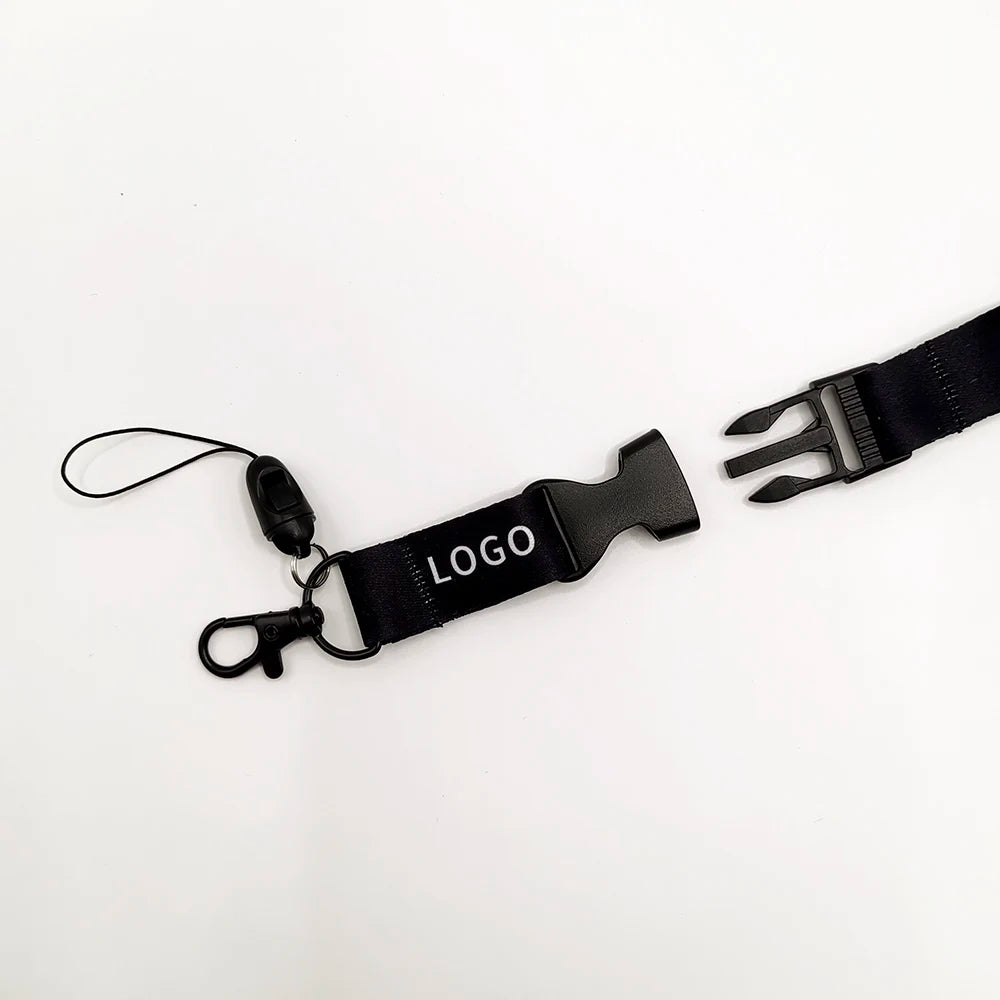 10 Pcs/lot Custom Logo Lanyard Black Metal Hook Colored Separable Smooth Material Neck Rope Keychain Personal Printing Landyard