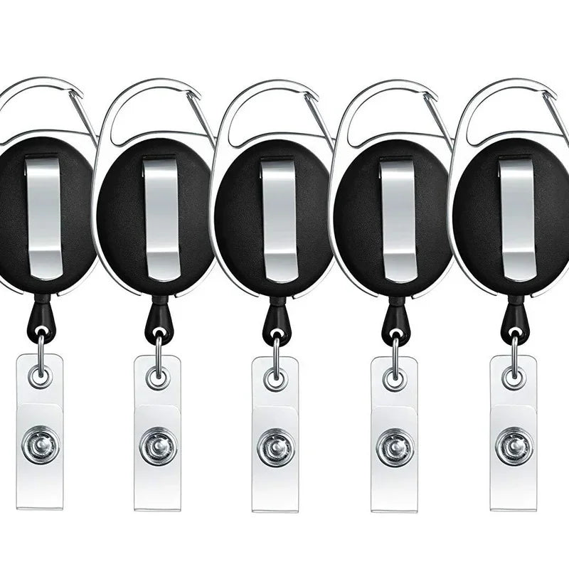 5PCS Retractable Reel ID Lanyard Name Tag Card Badge Support Key Chain Anti-Lost Clip Nurse Office Supplies
