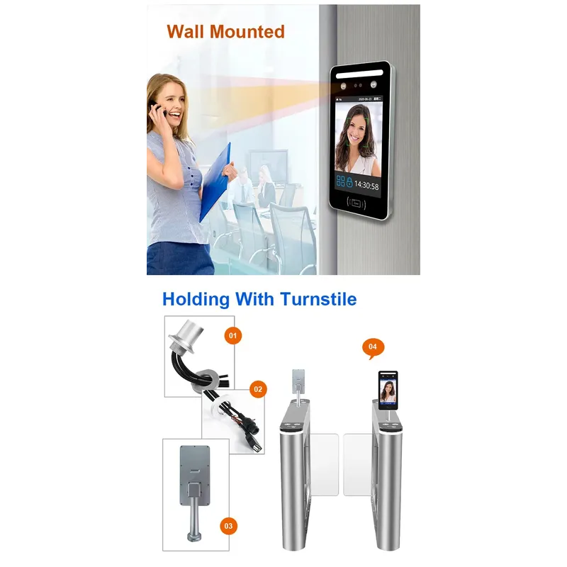 Face Recognition Facial Identification Access Control Pedestrian Swing Gates Time Attendance System