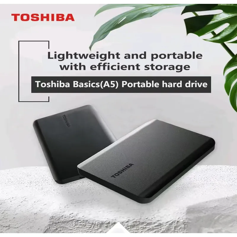 Toshiba A5 Series Small Black Portable Hard Drive, High-Speed USB 3.2 Gen1, 500GB/1TB/2TB Compatible With Mac