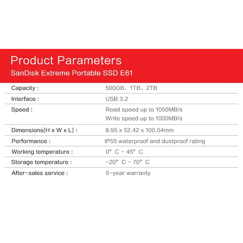Sandisk Portable SSD E61 USB 3.2 High Speed External Solid State Disk 500GB 1TB 2TB 4TB Original SSD For Laptop Desktop PC