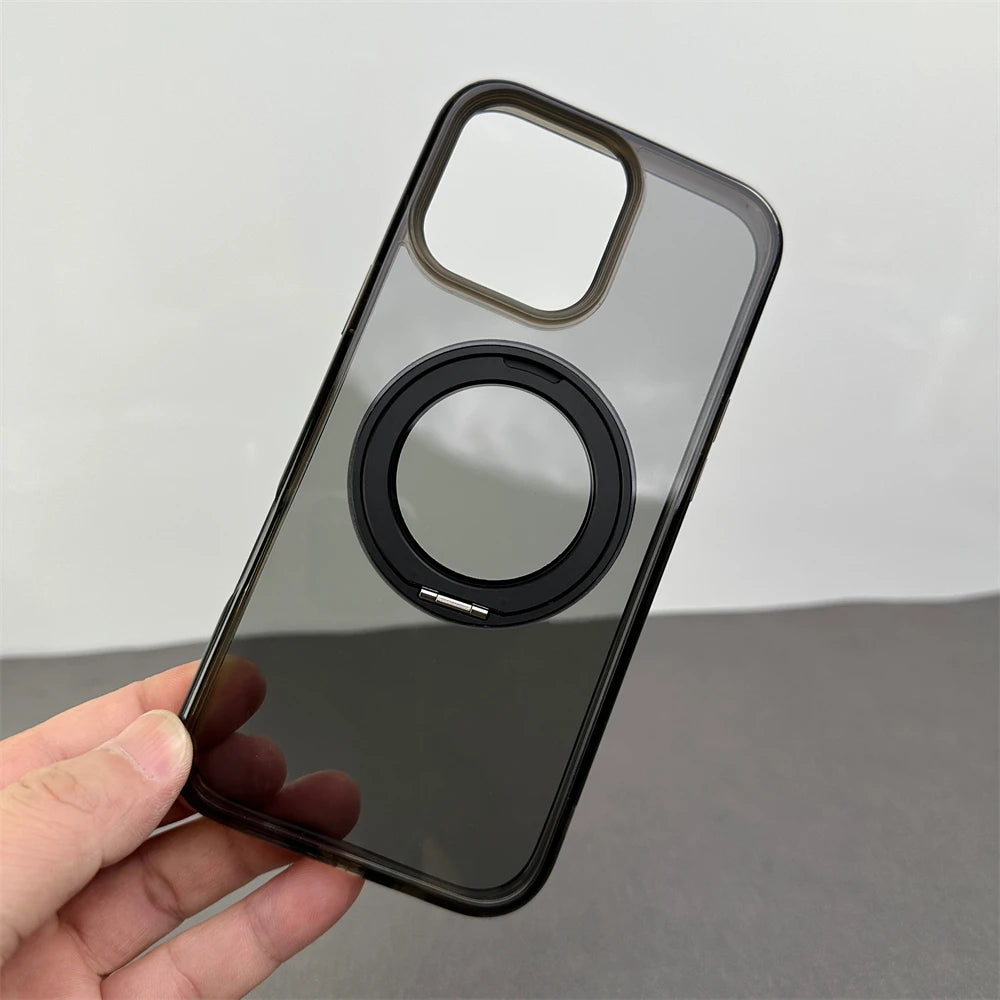 360° Rotation Metal Ring Holder Magnetic Bumper Case for iPhone 16 Pro Max 15 14 13 For Magsafe Wireless Charge Shockproof Cover