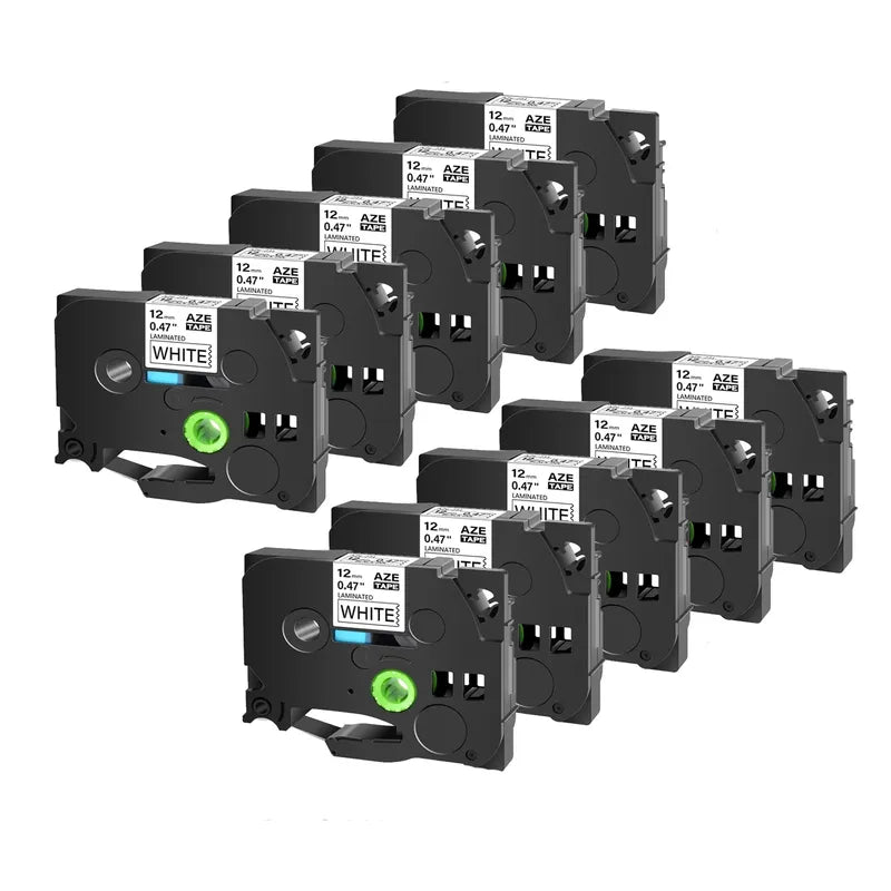 GREENCYCLE 10PCS TZe231 241 251 335 Ribbon Compatible for Brother Ptouch Maker Black on white Label tape 6mm 9mm 12mm 18mm 24mm