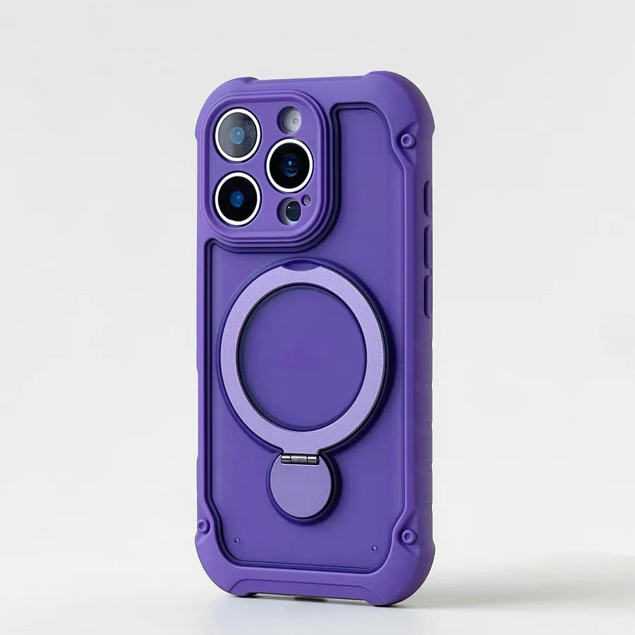 for Magsafe 360° Rotation Metal Stand Phone Case for iPhone 17 12 13 16 Pro Max 17 Pro 14 15 Plus Airbag Shockproof  Matte Cover