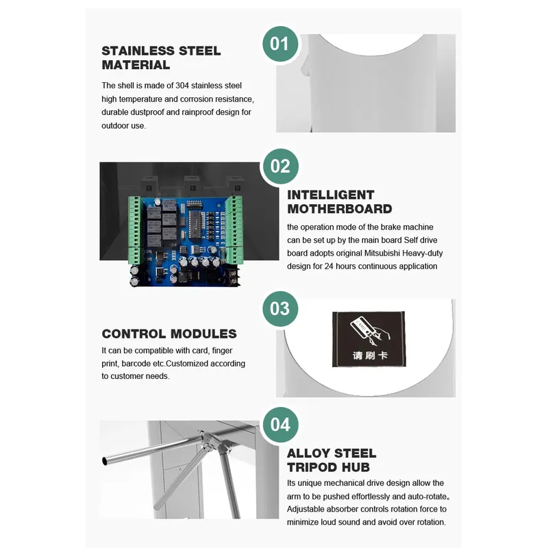 Supermarket & Bus Station Access Control Security Tripod Turnstile Gate with Face Recognition Technology