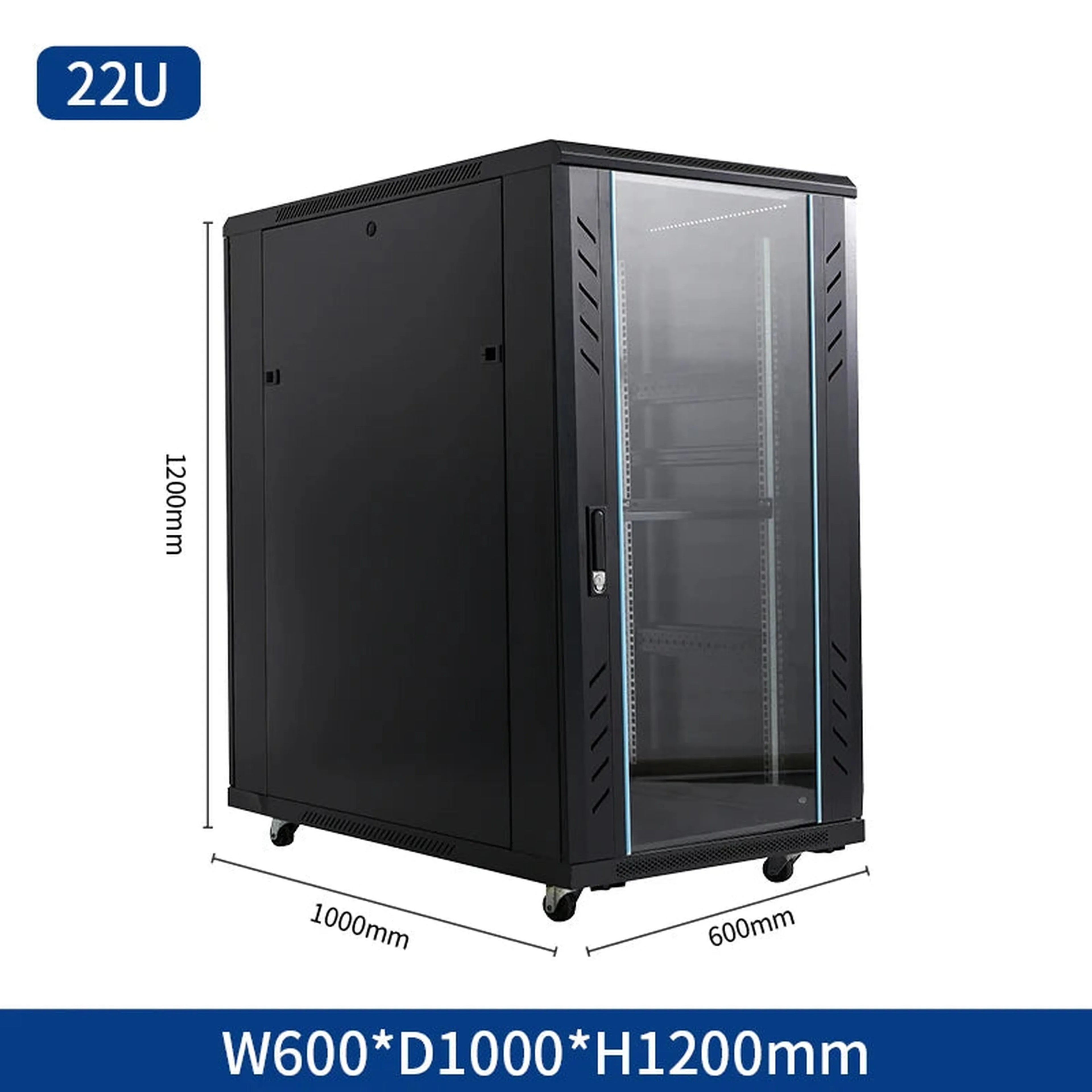 Mobile vertical floor stand 18u 22u 32u 36u network cabinet carriage 19 inch 42u server rack with cooling