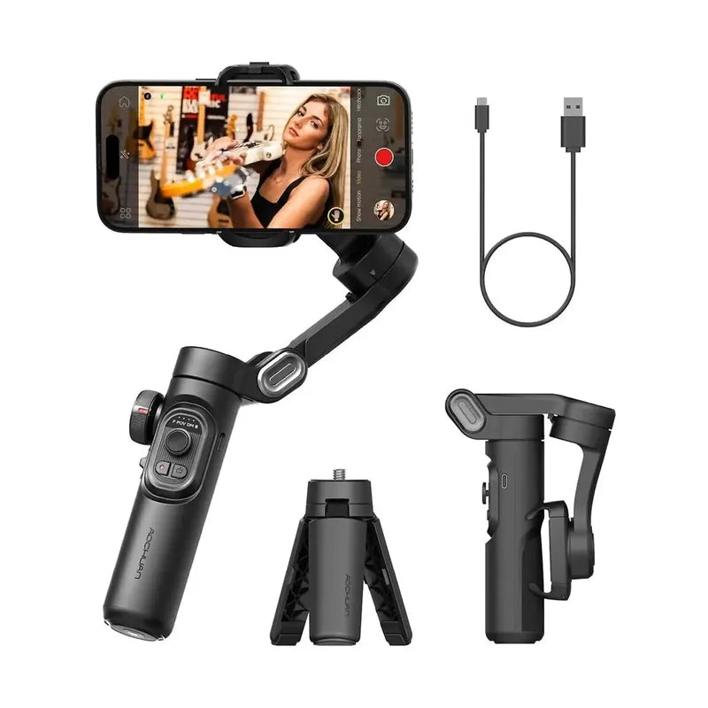 AOCHUAN 3-Axis Handheld Gimbal Stabilizer SmartXE for Smartphone for iPhone Android AI Face Tracking TikTok Vlog