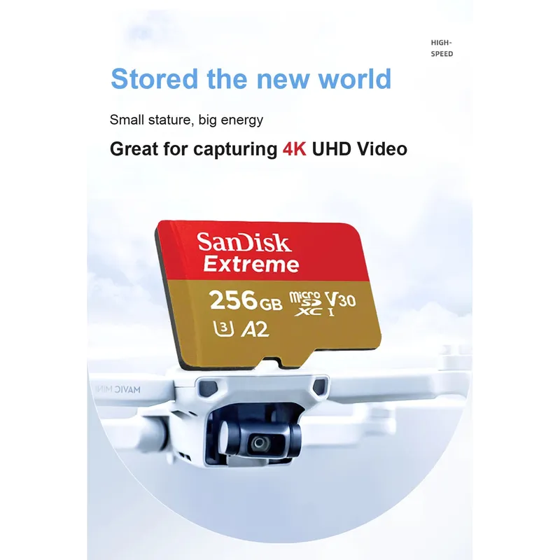 SanDisk Extreme microSDHC microSDXC UHS-I Cards 4K UHD and Full HD video UHS Speed Class 3 (U3) and Video Speed Class 30 (V30)