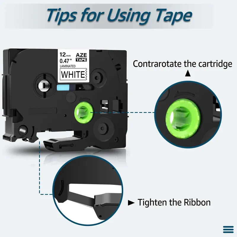 GREENCYCLE 10PCS TZe231 241 251 335 Ribbon Compatible for Brother Ptouch Maker Black on white Label tape 6mm 9mm 12mm 18mm 24mm