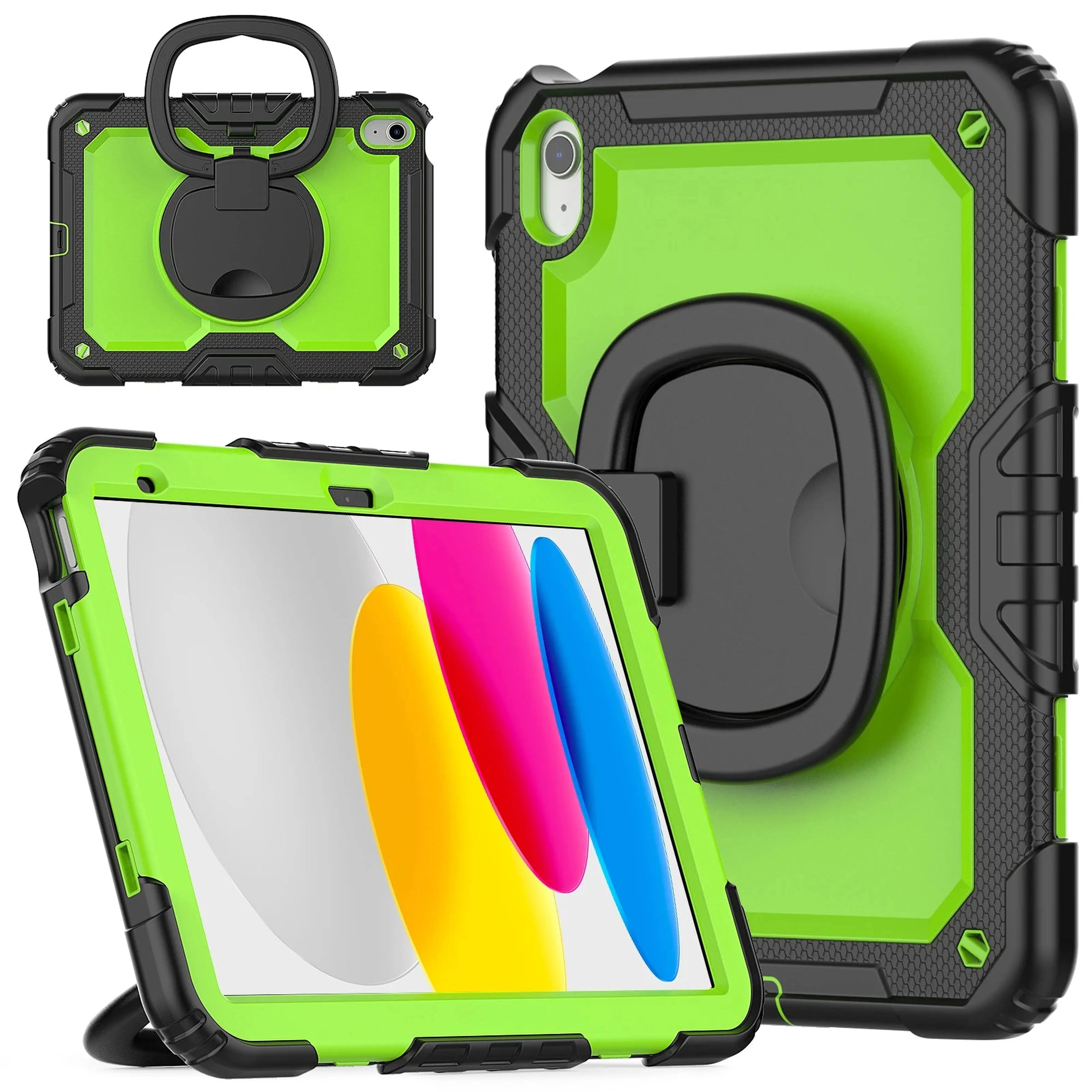 Handle Grip Case Universal For iPad A16 2025 11th 10.9 2022 10th Gen. With Shoulder Strap 360 Rotating Stand Hybrid Kids Cover