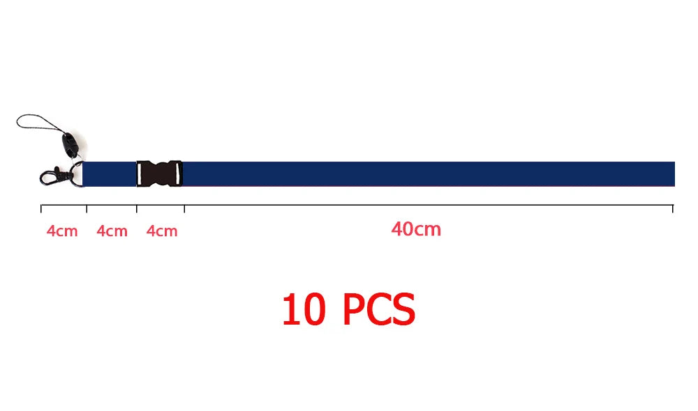 10 Pcs/lot Custom Logo Lanyard Black Metal Hook Colored Separable Smooth Material Neck Rope Keychain Personal Printing Landyard