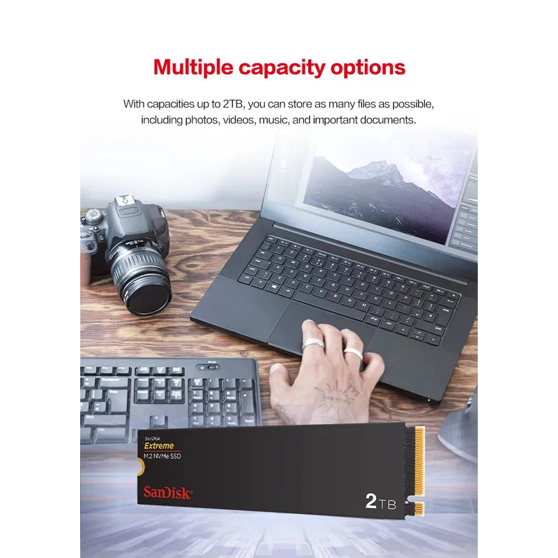 SanDisk Extreme M.2 2280 NVMe PCIe Gen 4.0 SSD Read speed Up to 5150MB/s 2TB 1TB 500GB Internal Solid State Drive For laptops PC