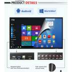 Factory price 86 inches tempered glass large size classroom school digital touch screen interactive digital whiteboard