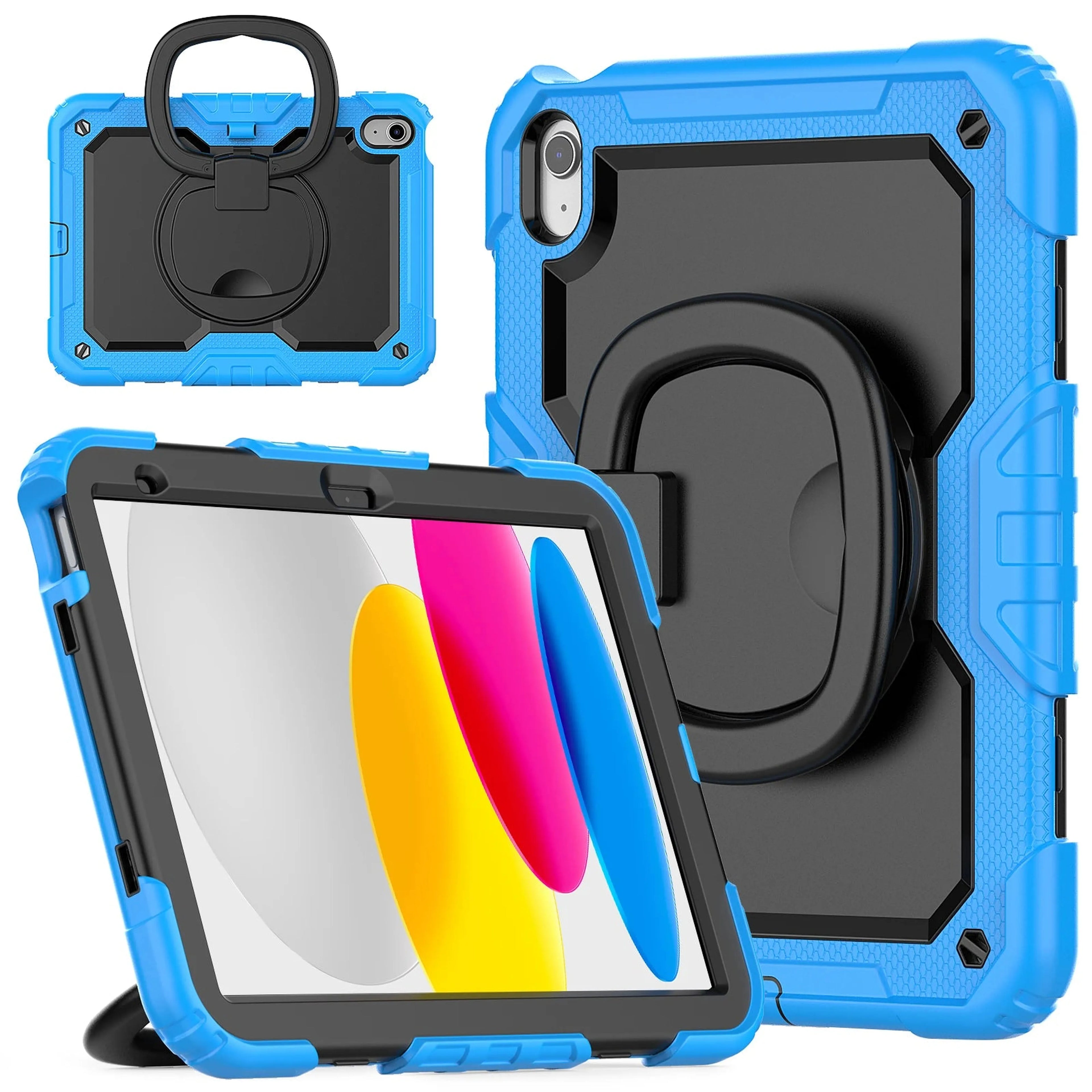 Handle Grip Case Universal For iPad A16 2025 11th 10.9 2022 10th Gen. With Shoulder Strap 360 Rotating Stand Hybrid Kids Cover