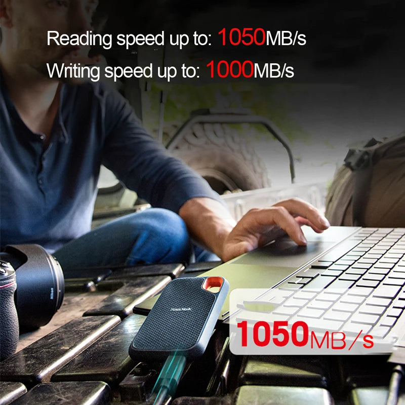 SanDisk E61 Extreme Portable SSD 1TB 2TB 4TB USB 3.2 Gen 2 External Disk Hard Drive Solid State Disk SSD For Laptop Desktop