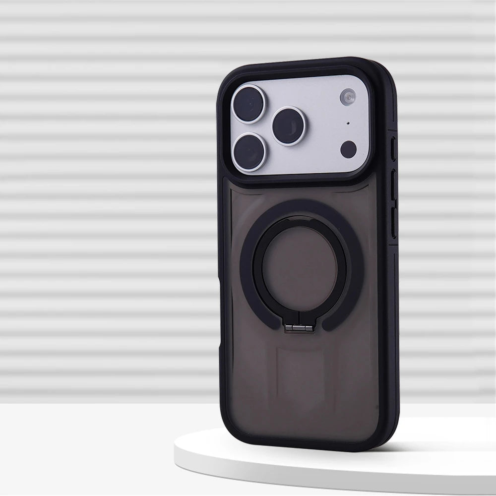 Luxury Matte Magnetic Ring Stand Phone Case for iPhone 17 Pro Max Air 16 15 14 13 12 Plus For Magsafe Shockproof Bumper Cover
