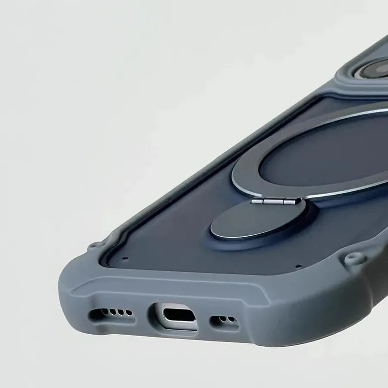 for Magsafe 360° Rotation Metal Stand Phone Case for iPhone 17 12 13 16 Pro Max 17 Pro 14 15 Plus Airbag Shockproof  Matte Cover