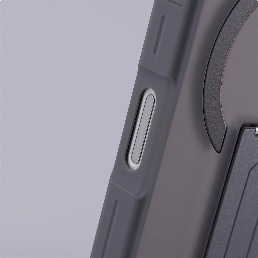 Luxury Matte Translucent Holder Magnetic Case for IPhone 17 Pro Max Air 16 15 Plus 14 13 12 For Magsafe Bumper Shockproof Cover
