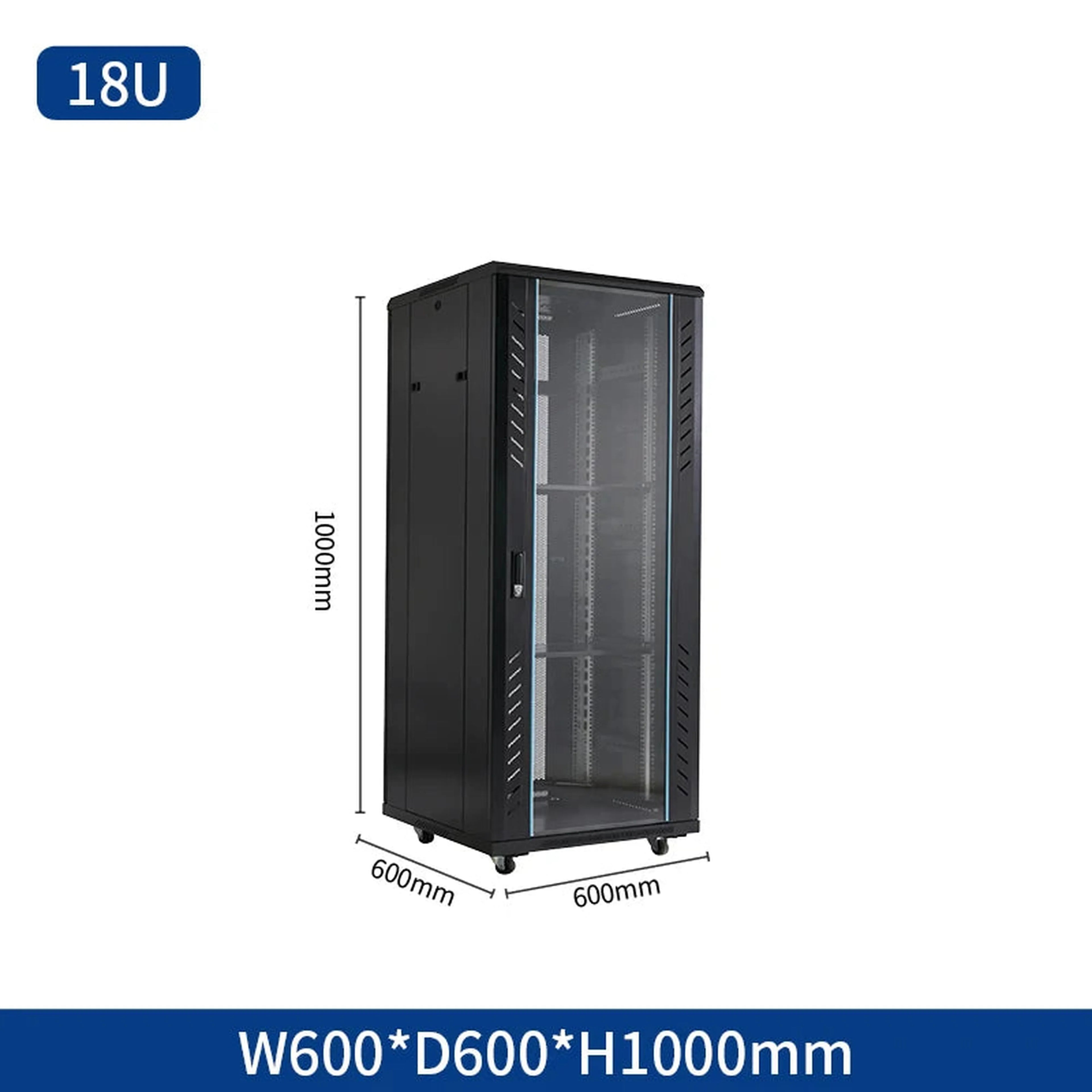 Mobile vertical floor stand 18u 22u 32u 36u network cabinet carriage 19 inch 42u server rack with cooling