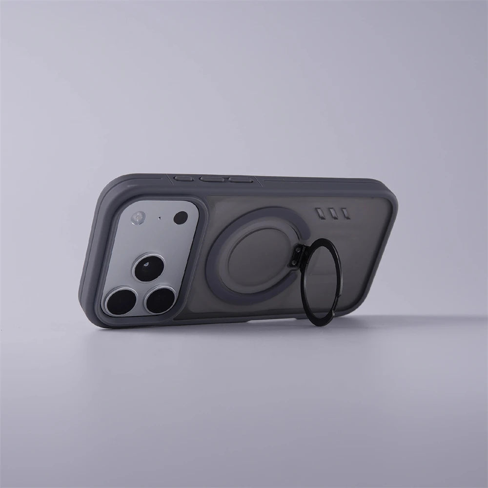 Luxury Matte Magnetic Ring Stand Phone Case for iPhone 17 Pro Max Air 16 15 14 13 12 Plus For Magsafe Shockproof Bumper Cover