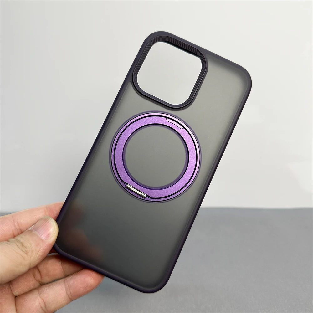 360° Rotation Metal Ring Holder Magnetic Bumper Case for iPhone 16 Pro Max 15 14 13 For Magsafe Wireless Charge Shockproof Cover