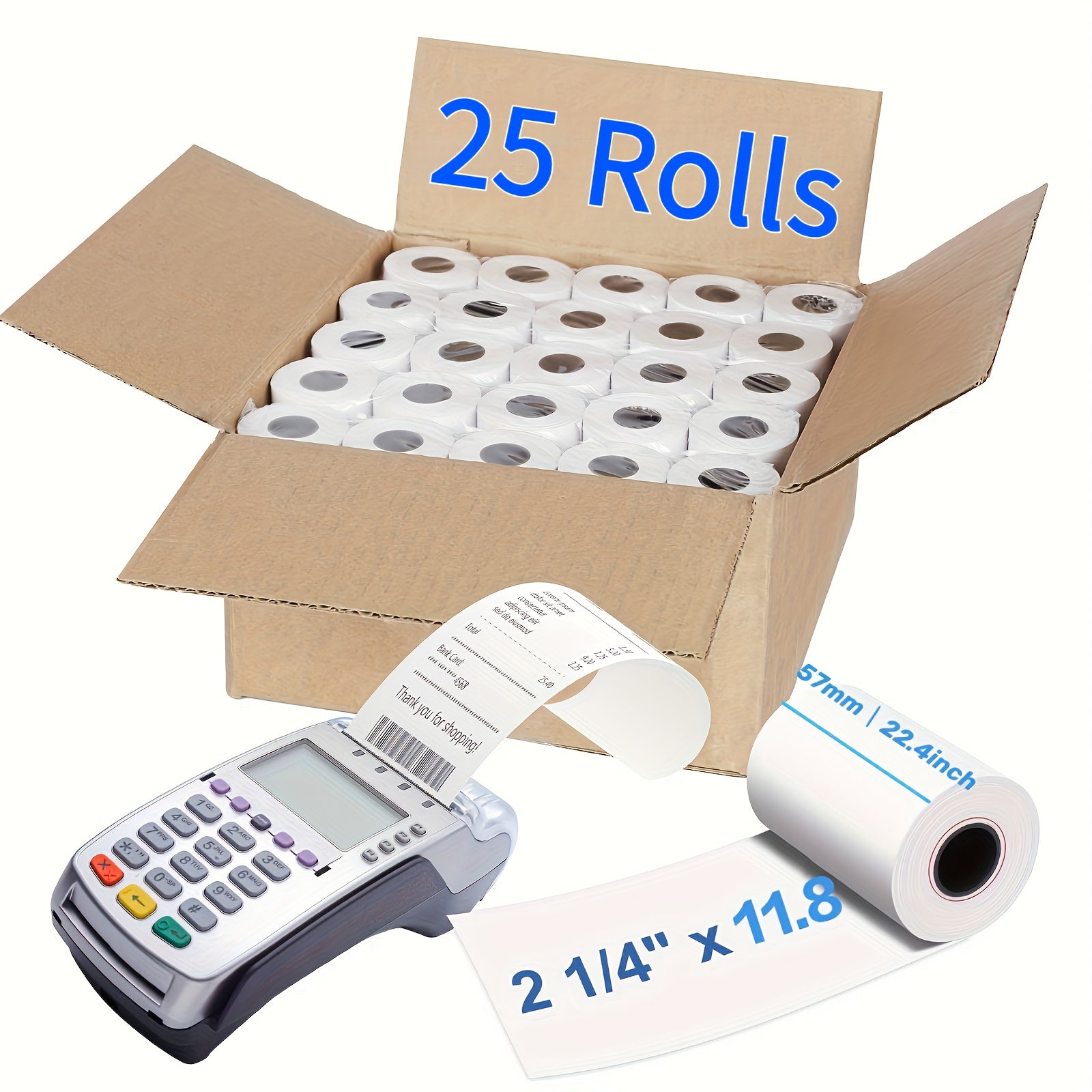 25/50 Rolls of High Quality Thermal Receipt Paper Rolls 57x30mm 80gsm | Ideal Choice for POS Printers | Durable and Long-lasting, Smooth Printing | Fast Printing without Jamming | Suitable for Multiple Scenarios