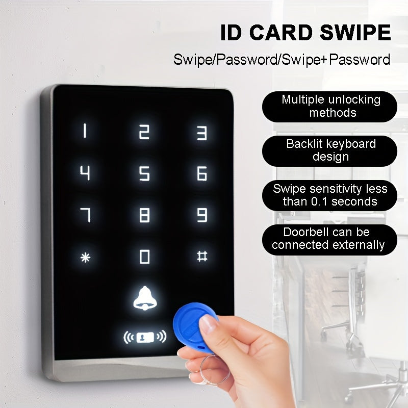 KaisoTech Commercial Door Access Control: 1600 User Swipe/Password Door Lock with ID Card Reader and Doorbell
