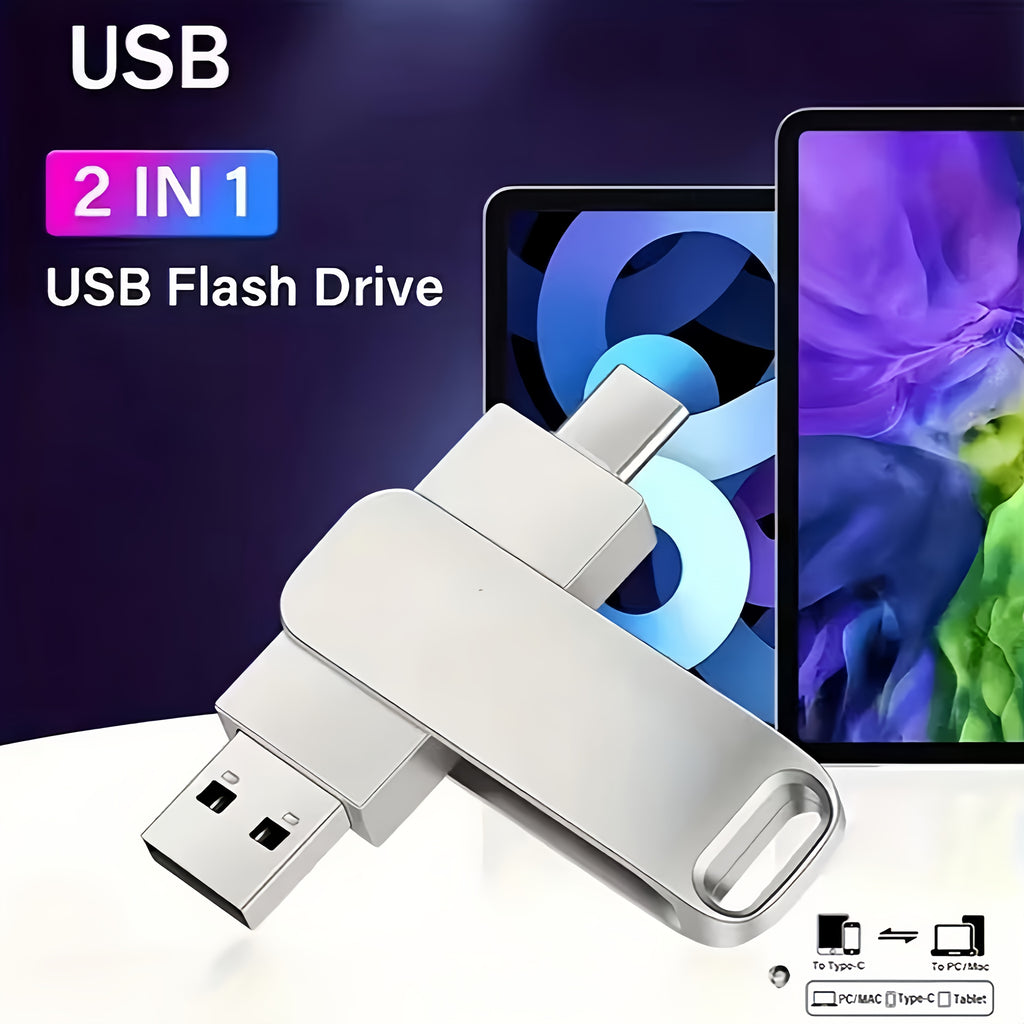 Ultra Fast Dual Interface USB Flash Drive - Type-C&Usb 2.0, Compatible with Mobile Phones And Computers, High-Speed Data Transfer, Lightweight And Portable, Suitable for Business, Office And Entertainment, with Capacities of