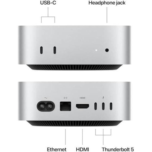 Apple Mac Mini Desktop Computer, Apple M4 Pro Chip with 14-core CPU, 20-core GPU, 16-core Neural Engine, 48GB RAM, 1TB SSD, 3x Thunderbolt 4 Ports, HDMI Port, 2x USB-C Ports, Silver | Z1JV000L9