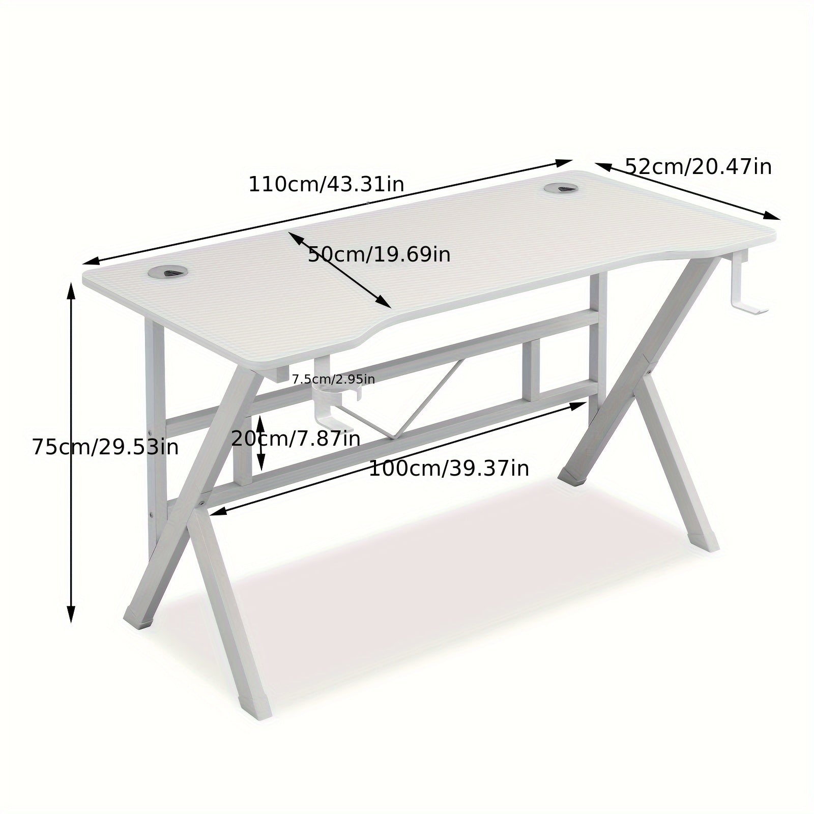 LAFULAIFU Computer Table - 110Cm/140Cm Desk Designed for Computers, Featuring a Headphone Hook And Cup Holder. It Boasts a Robust Metal And Wood Build, with a Modern Gaming Style Available in White Or Black