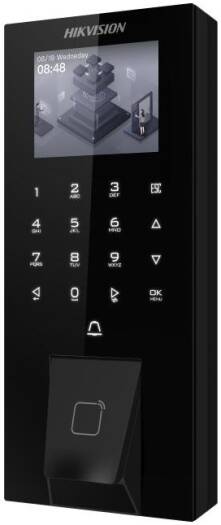 Hikvision Value Fingerprint Terminal, 2.4" LCD 320 x 240 Display, 5000 Fingerprint Capacity, 5000 Card Capacity, M1 Card Type, Optical Fingerprint Module, Black | DS-K1T807MBFWX-E1