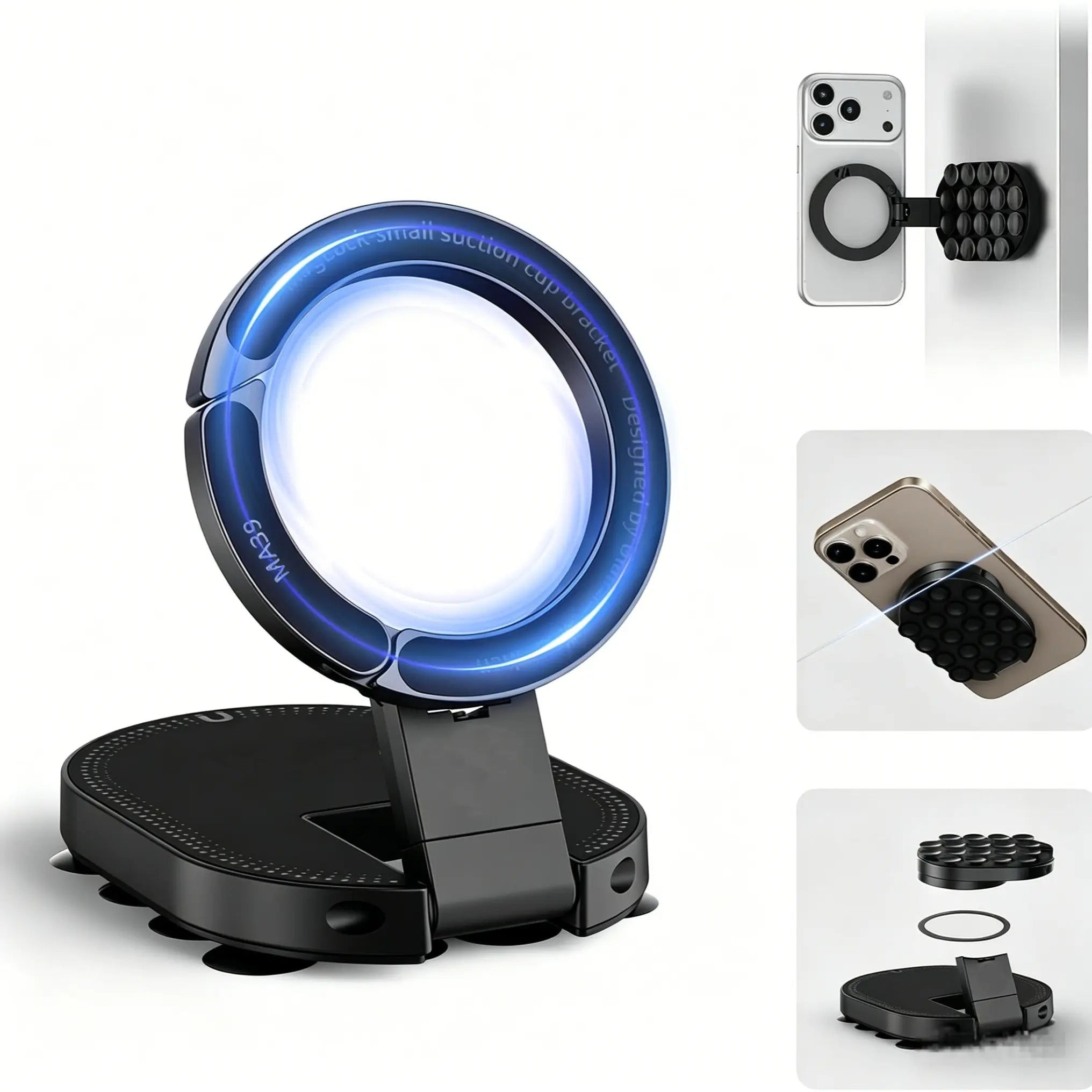 Phone Holder, Magsafe-Compatible Ring Mount, 360° Rotatable Phone Stand for Car, Desk, Travel, Universal Smartphone Grip