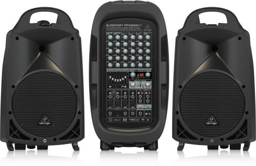 Behringer Ultra-Compact 2000W 8-Channel Portable PA System with Bluetooth Wireless Technology, Wireless Microphone Option, Klark Teknik Multi-FX Processor & FBQ Feedback Detection | PPA2000BT