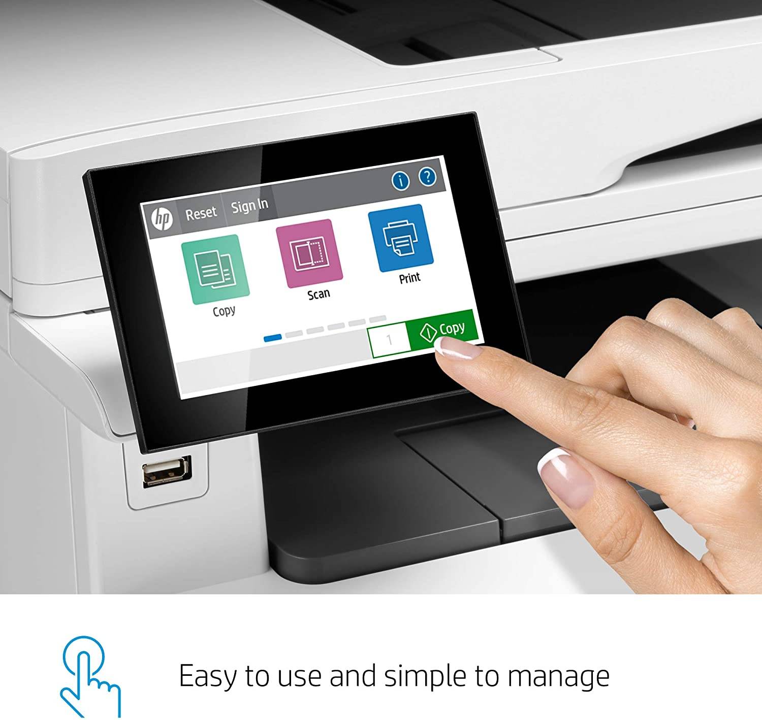 HP M480F Color LaserJet Enterprise Multifunction Printer, Up To 29ppm Print Speed, Auto Duplex, 4.3'' Color Touch, 50 Sheet ADF, 250 Sheets Input Tray, Print / Copy / Scan / Fax, White | 3QA55A