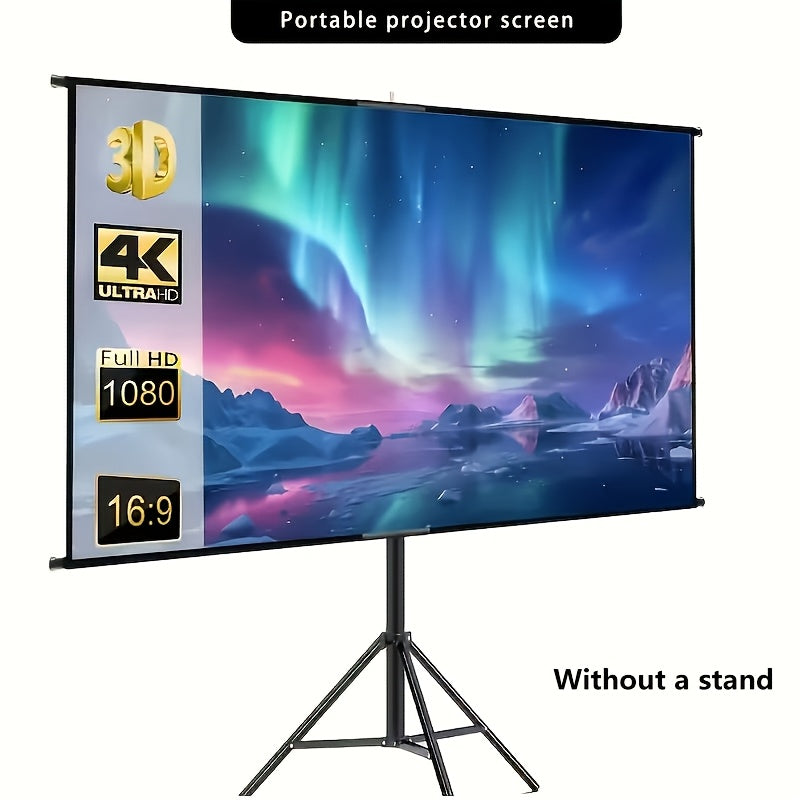84-Inch 4K Portable Projection Screen - Manual Foldable Portable Movie Screen Suitable for Home Theater, Portable Projector Screen for Parties, Classrooms, Offices - Wrinkle-Resistant Indoor/Outdoor Projection Display ()