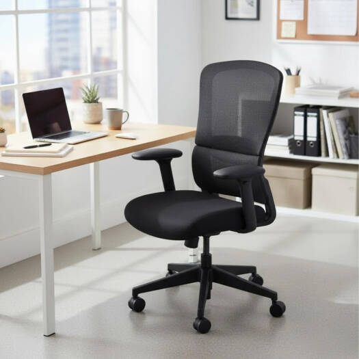 Neo Front 555B-BK Office Chair Low Back Mesh Office Chair, Adjustable Height, 360° Rotation & Soft Cushioned Seat, Ergonomic Mesh Executive Computer Chair for Home & Office, Black | 555B-BK