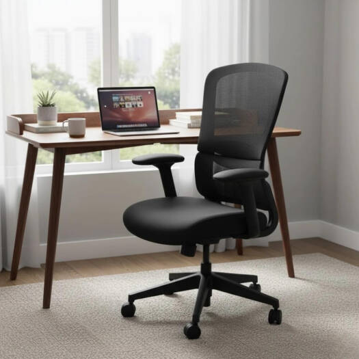 Neo Front 555B-BK Office Chair Low Back Mesh Office Chair, Adjustable Height, 360° Rotation & Soft Cushioned Seat, Ergonomic Mesh Executive Computer Chair for Home & Office, Black | 555B-BK
