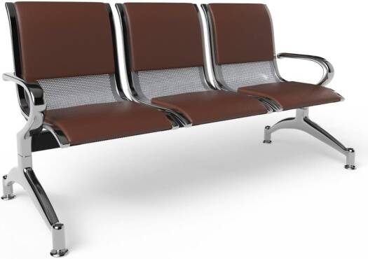 Mahmayi JX 3-Seater Outdoor Steel Bench with Cushions, Durable Ergonomic Design with Curved Armrest, Comfortable Seating with Anti Slip Rubber, Brown | MAH0002451