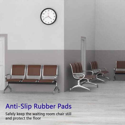 Mahmayi JX 3-Seater Outdoor Steel Bench with Cushions, Durable Ergonomic Design with Curved Armrest, Comfortable Seating with Anti Slip Rubber, Brown | MAH0002451