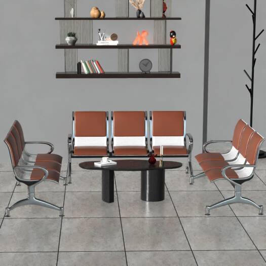 Mahmayi JX 3-Seater Outdoor Steel Bench with Cushions, Durable Ergonomic Design with Curved Armrest, Comfortable Seating with Anti Slip Rubber, Brown | MAH0002451