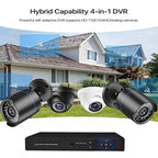 DVR Video Security Camera System 4-Channel AHD with Built-in 512GB Hard Drive Night Vision 4 HD 1080P Bullet Cameras for Indoor/Outdoor CCTV Surveillance Includes 4 X 60cm BNC Cables
