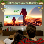Portable Projector HY600 with Android 11 | 4K/1080P Full HD, Automatic Keystone Correction, 290 Lumens Brightness, Compatible with Laptops/PCs/Smartphones/USB, EU Plug