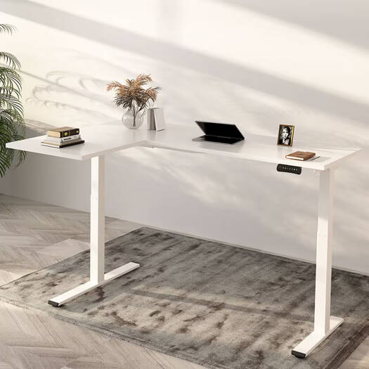 Flexispot Pro Corner L Shaped Standing Desk, Dual Motor Setup, Height Adjustable Desk, Home Office Table with Splice Board, 63x40, White | MAH0002631