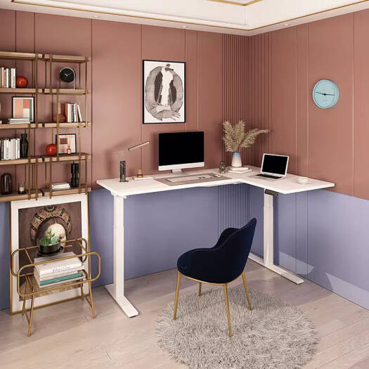 Flexispot Pro Corner L Shaped Standing Desk, Dual Motor Setup, Height Adjustable Desk, Home Office Table with Splice Board, 63x40, White | MAH0002631